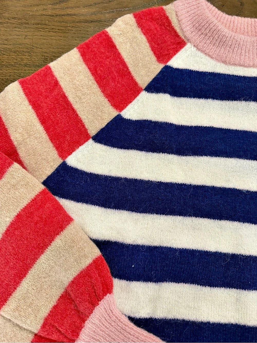 Boden Striped Wool Blend Sweater in Pink & Blue - Picture 7 of 8